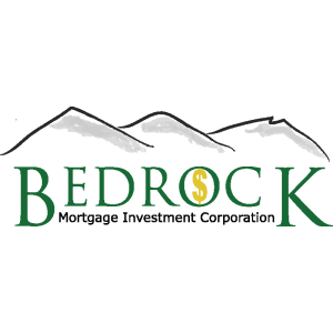 Bedrock logo with mountains and dollar symbol.